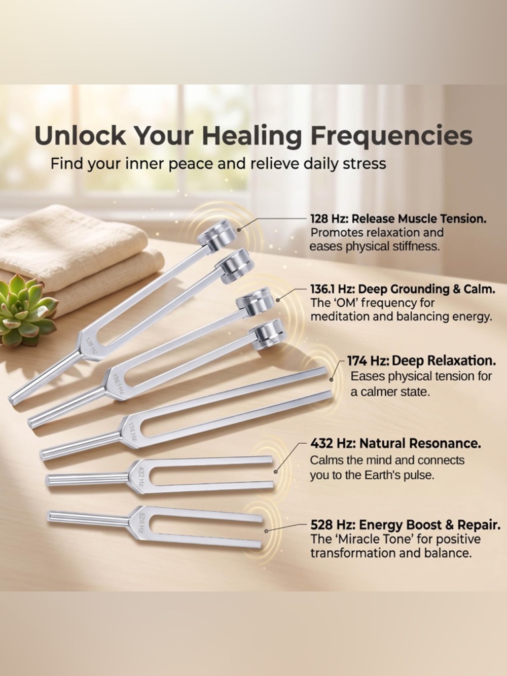 Tuning Fork Set with Vegan Leather Carry Case - Professional Sound Therapy Kit - Picture 3 of 14